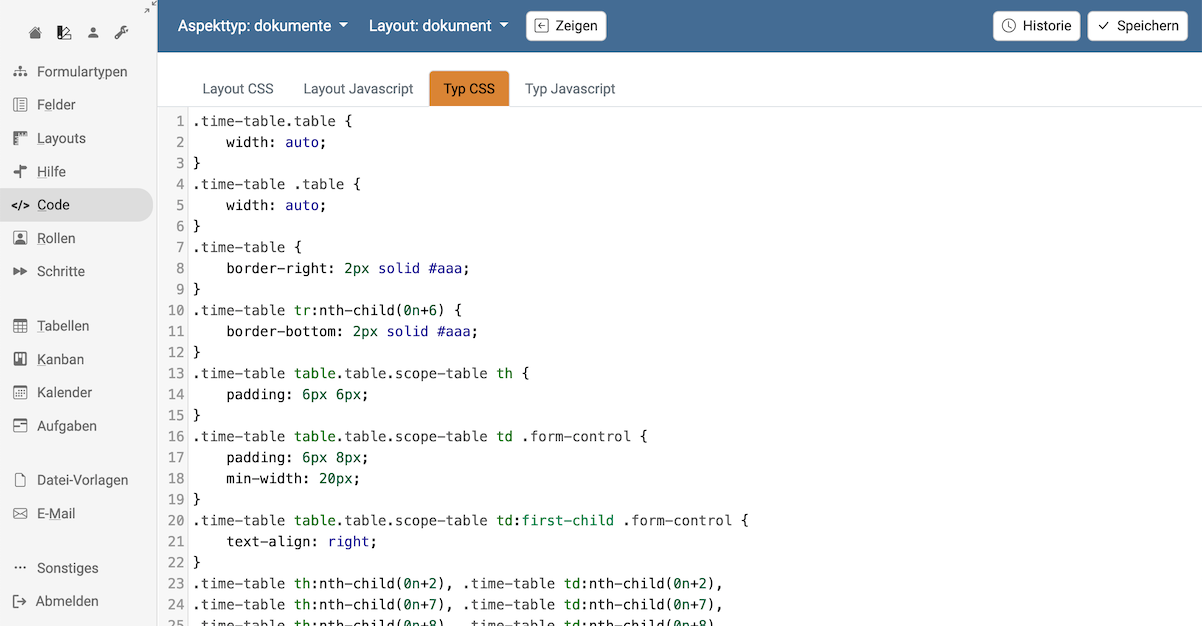 Screenshot des Code-Editors