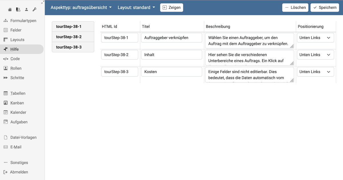 Screenshot der Hilfe-Tour
